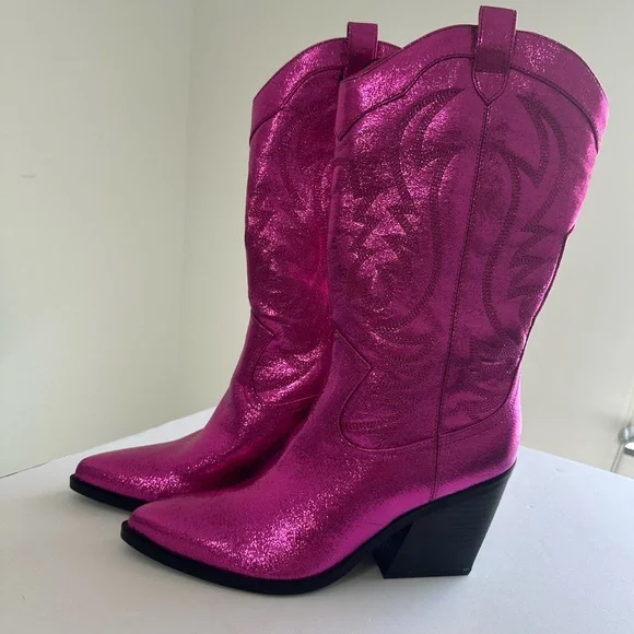 Nine West Western Pink Metallic Keeks boots size 8.5
Metallic cowboy boots - Picture 4 of 11